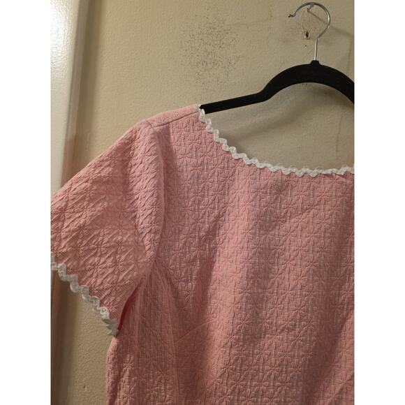 J. Crew Pink Sheath Dress Textured Floral Dress White Rickrack Trim Lined 12 - Picture 10 of 10